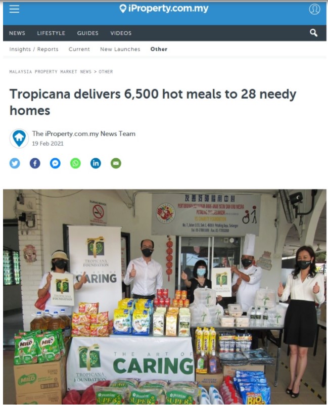 Tropicana Delivers 6,500 Hot Meals to 28 Needy Homes