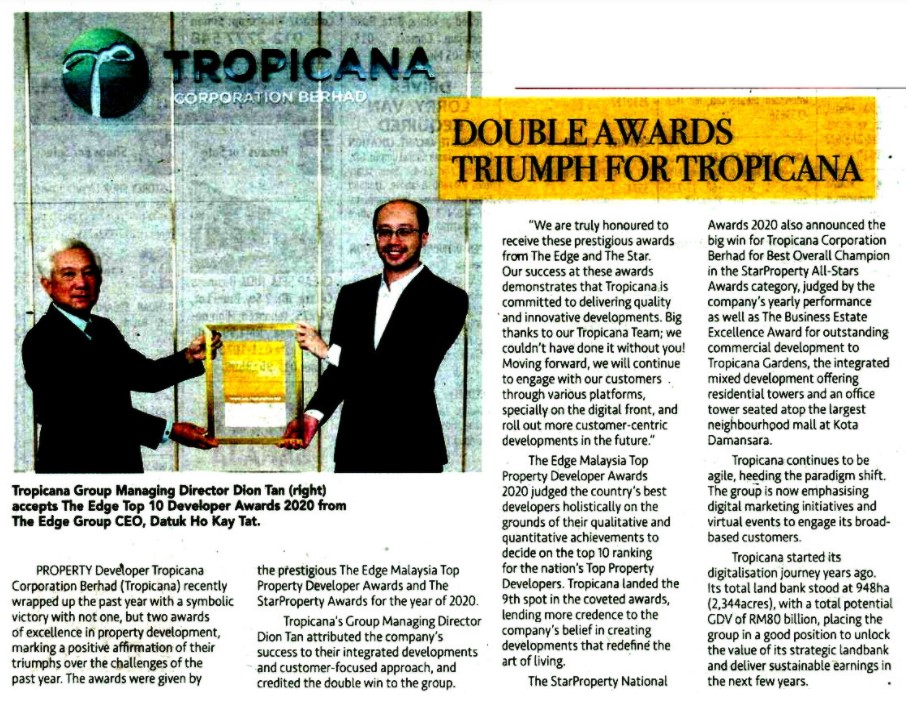 Double Awards Triumph for Tropicana