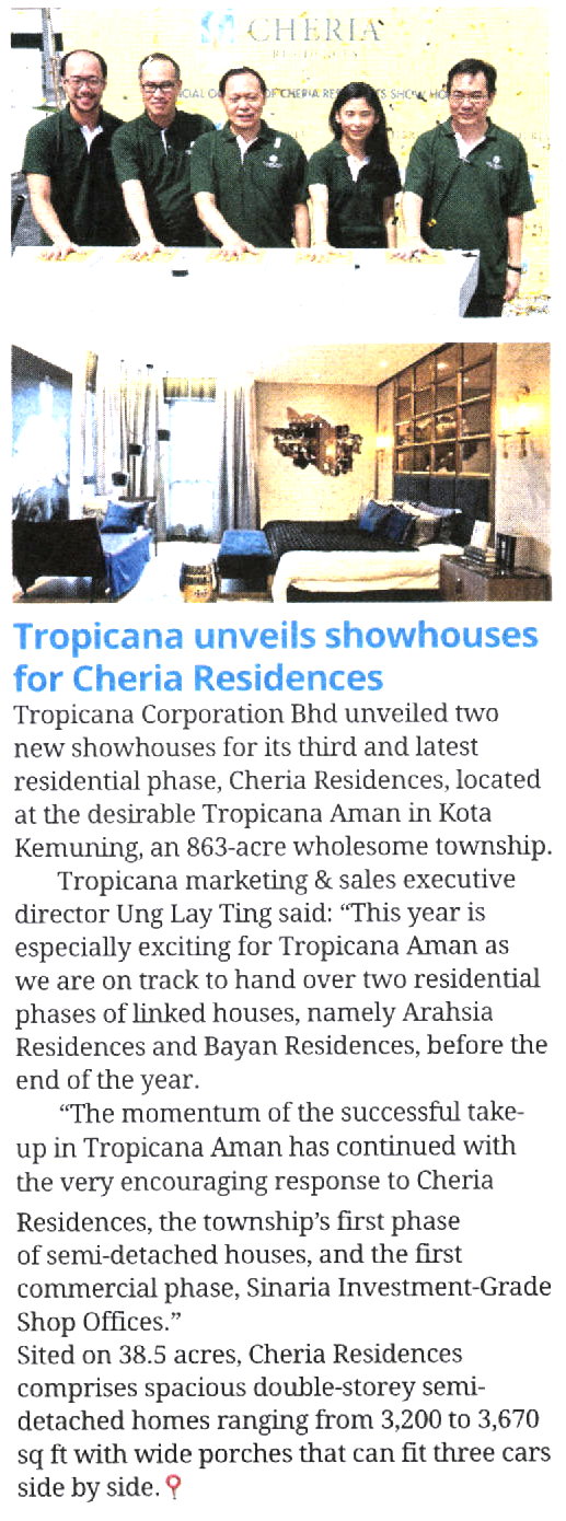 Tropicana unveils showhouses for Cheria Residences