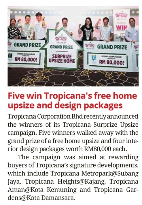 Five win Tropicana's free home upsize and design packages