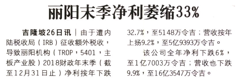 Tropicana Corporation Q4 net profit