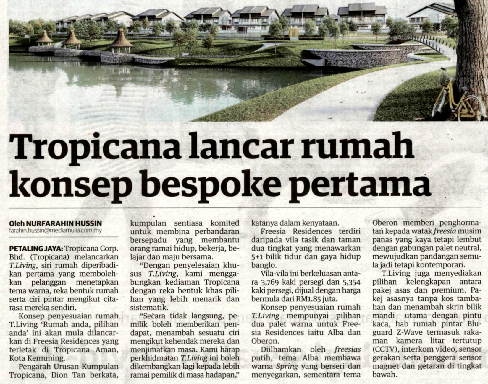 2021-07-7 Utusan Malaysia - Tropicana Lancar Rumah Konsep Bespoke Pertama