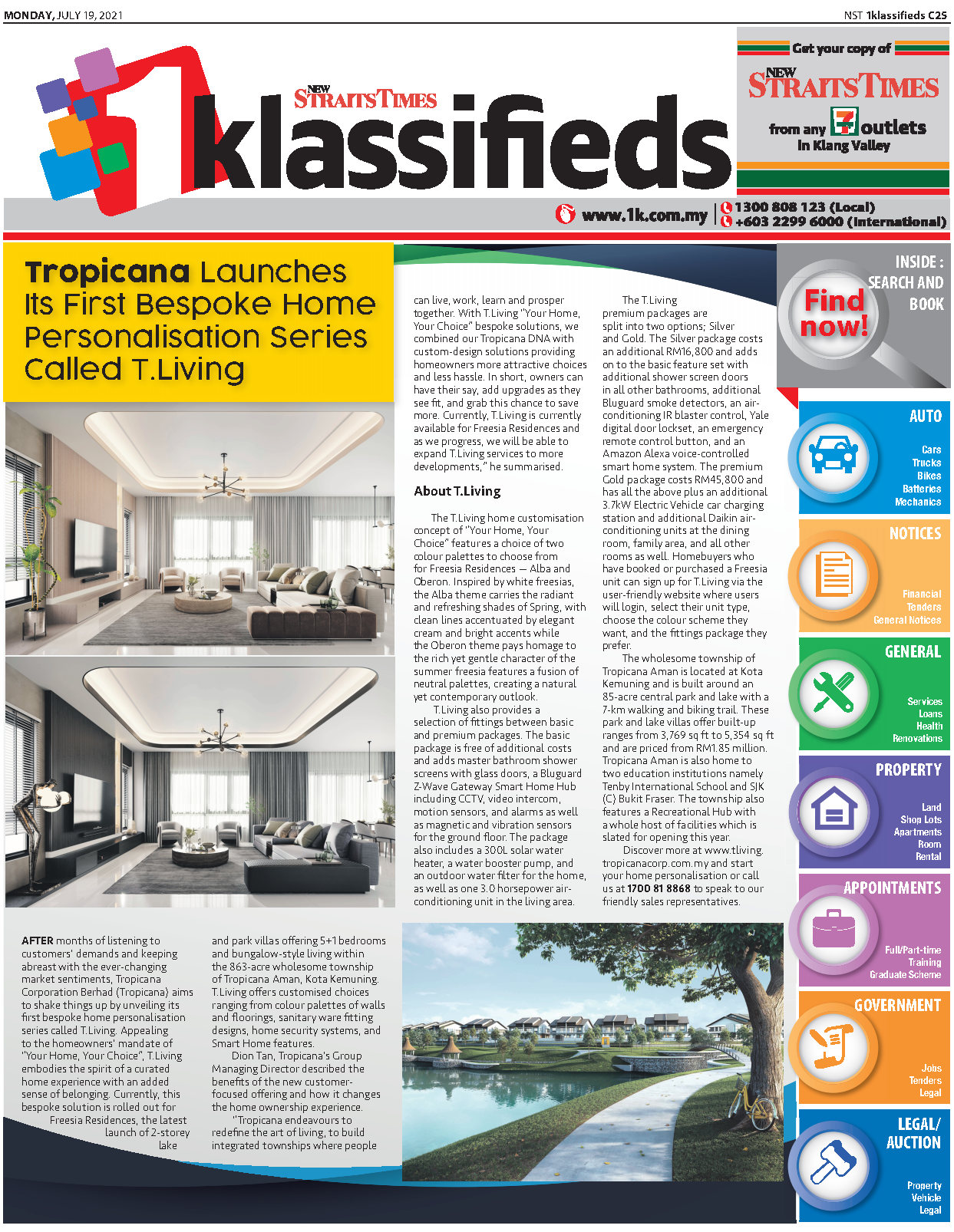 2021-07-19 New Straits Times - Tropicana Launches Its First Bespoke Home Personalisation Series Called T.Living