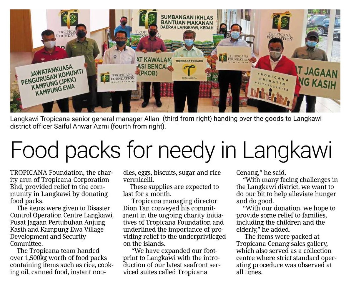 2021-10-07  The Star - Food Packs For Needy in Langkawi