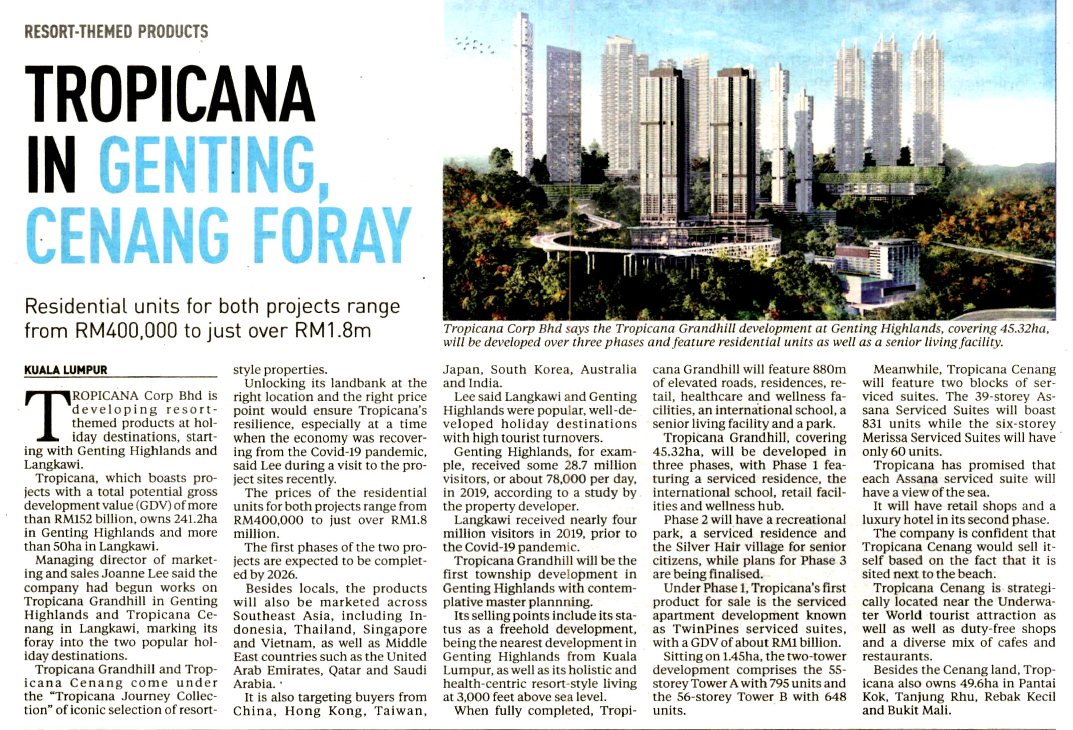 2021-12-13 New Straits Times - Tropicana in Genting Highlands, Cenang Foray