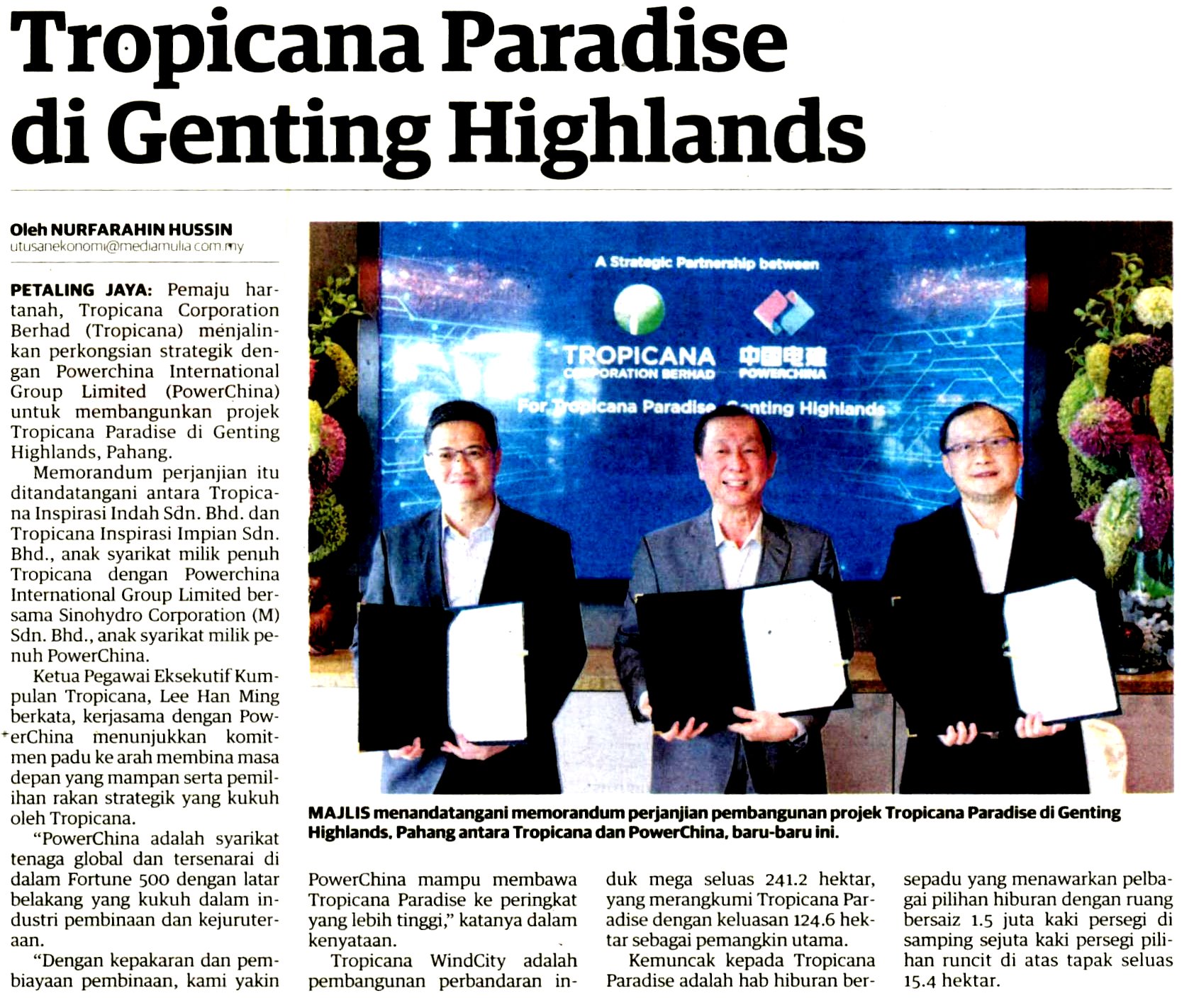 2022-02-17 Utusan Malaysia - Tropicana Paradise di Genting Highlands