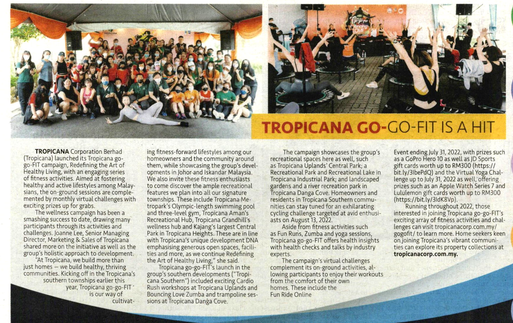 2022-08-08 New Straits Times - Tropicana Go-Go Fit is a hit