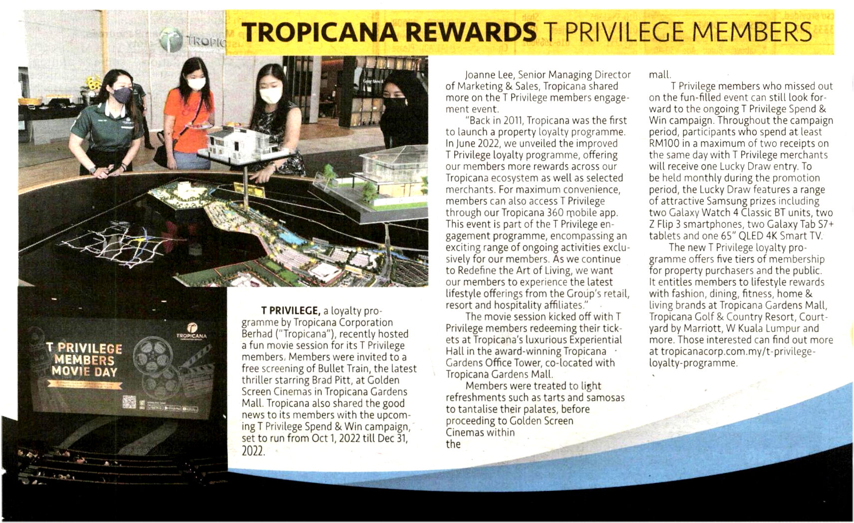 2022-08-31 New Straits Times - Tropicana Rewards T-Privilege Members