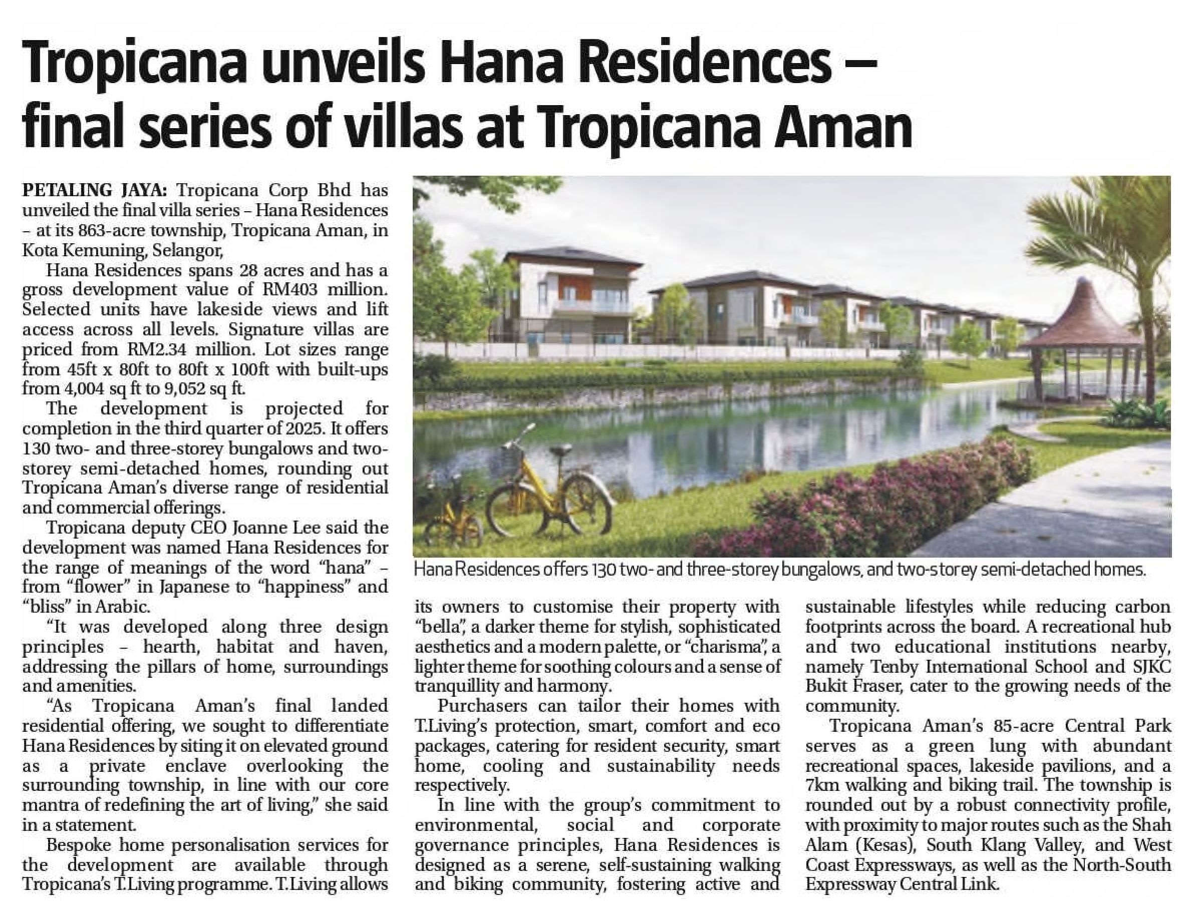 2022-11-17 The Sun - Tropicana Unveils Hana Residences, Final Series of Villas at Tropicana Aman