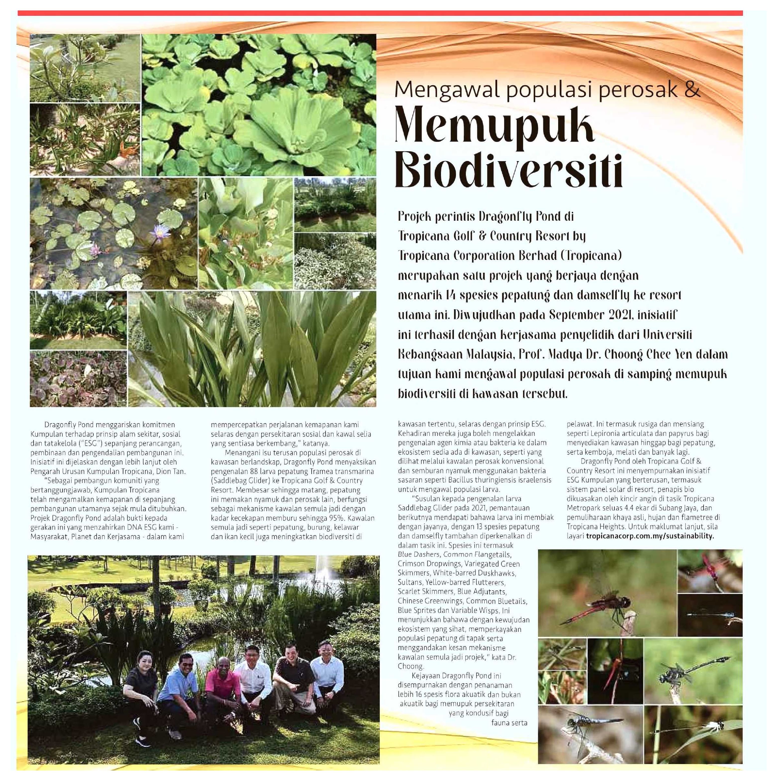 2023-10-15 Harian Metro - Mengawal populasi perosak & Memupuh Biodiversiti