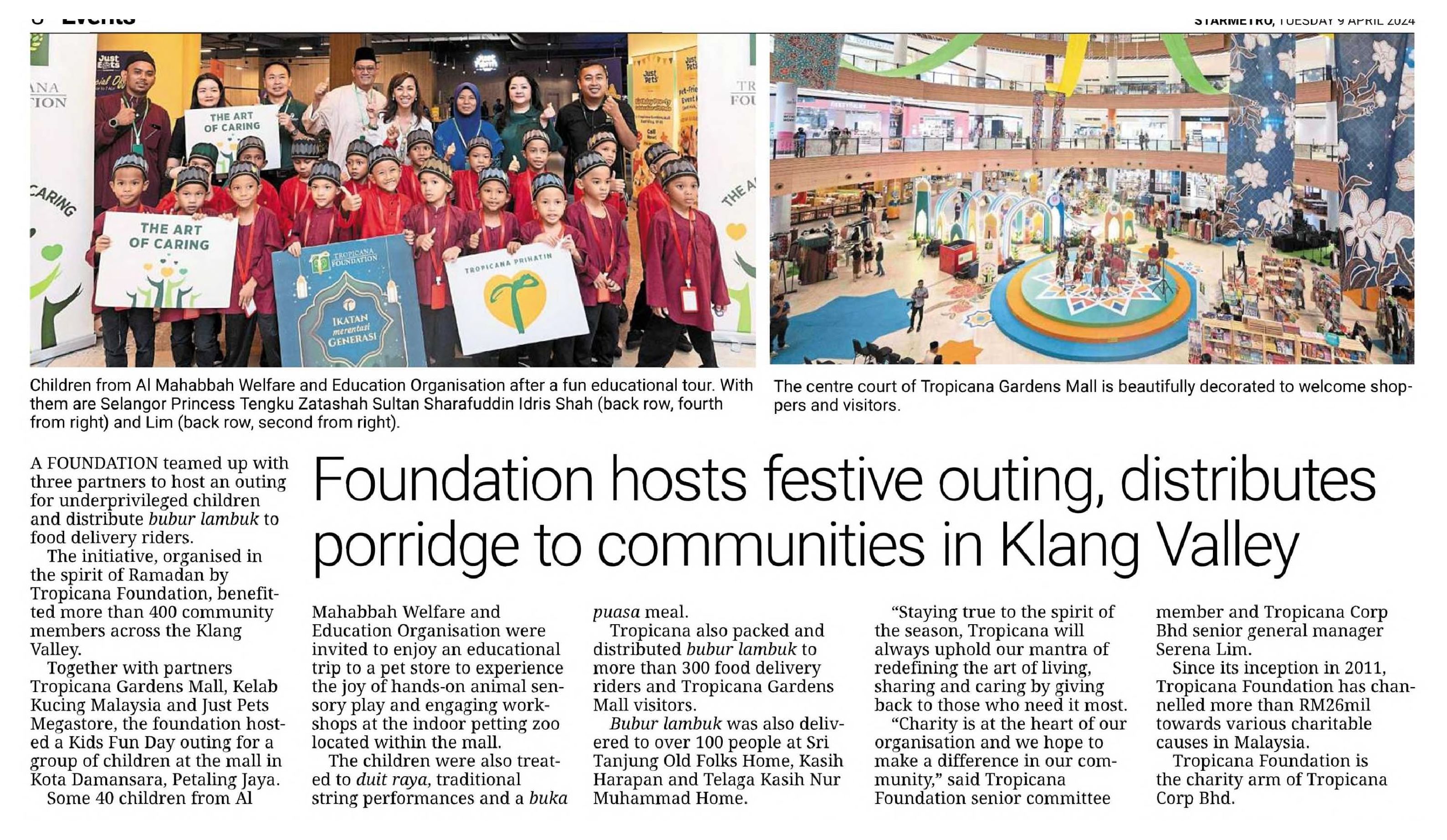 2024-04-09 The Star - Foundation hosts festive outing, distributes porridge to communities in Klang Valley