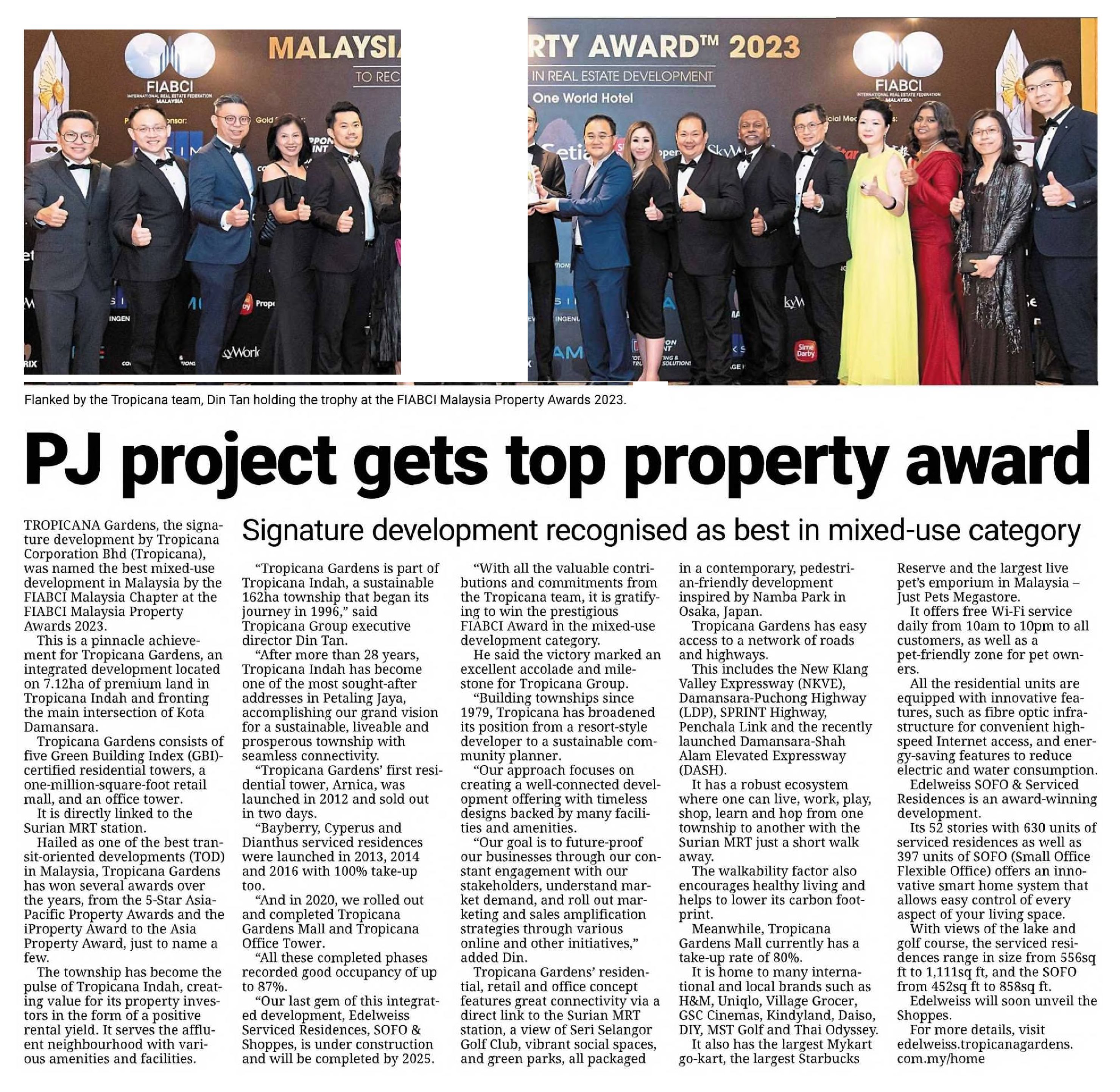 2024-04-13 The Star - PJ project gets top property award