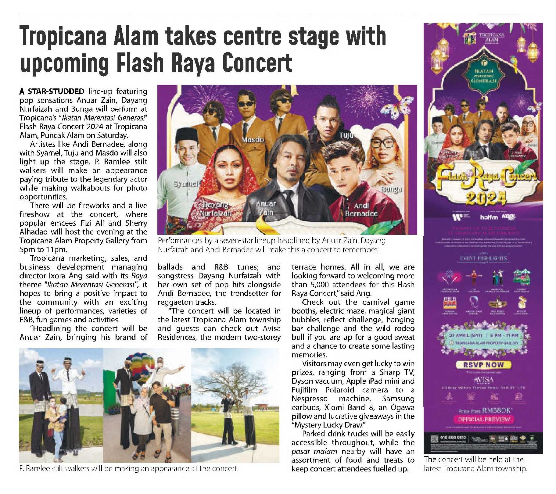 2024-04-24 The Sun - Tropicana Alam takes centre stage with upcoming Flash Raya Concert