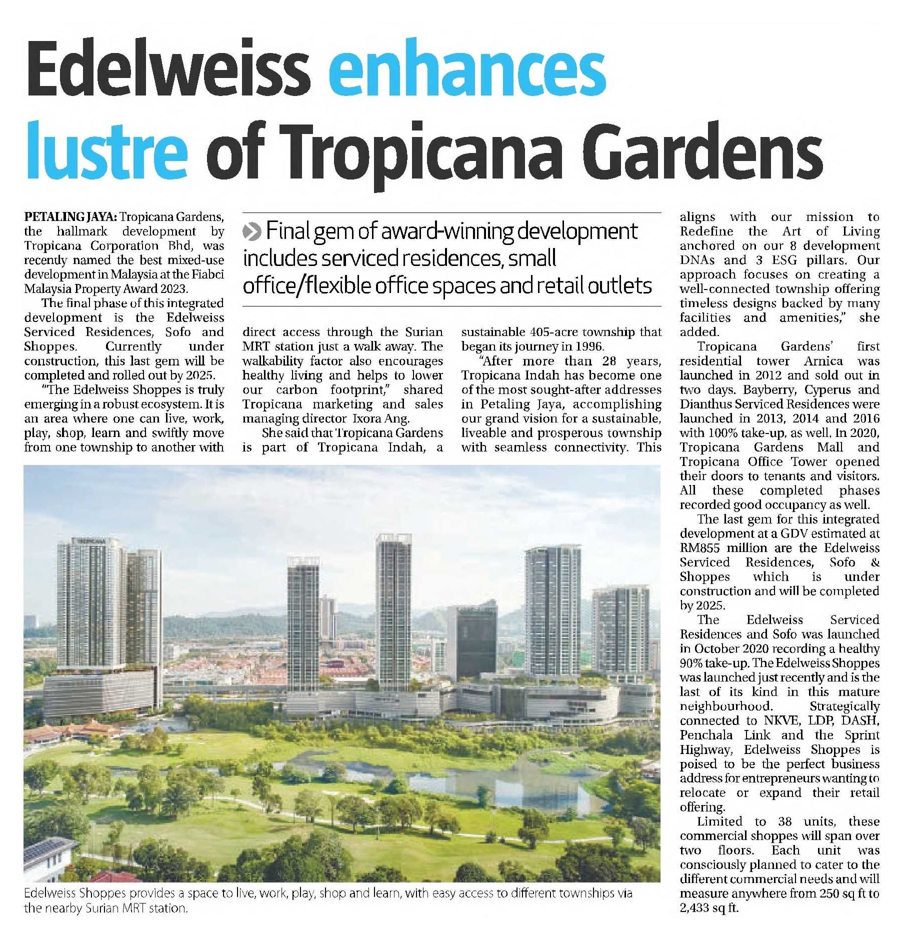 2024-05-23 The Sun - Edelweiss enhances lustre of Tropicana Gardens