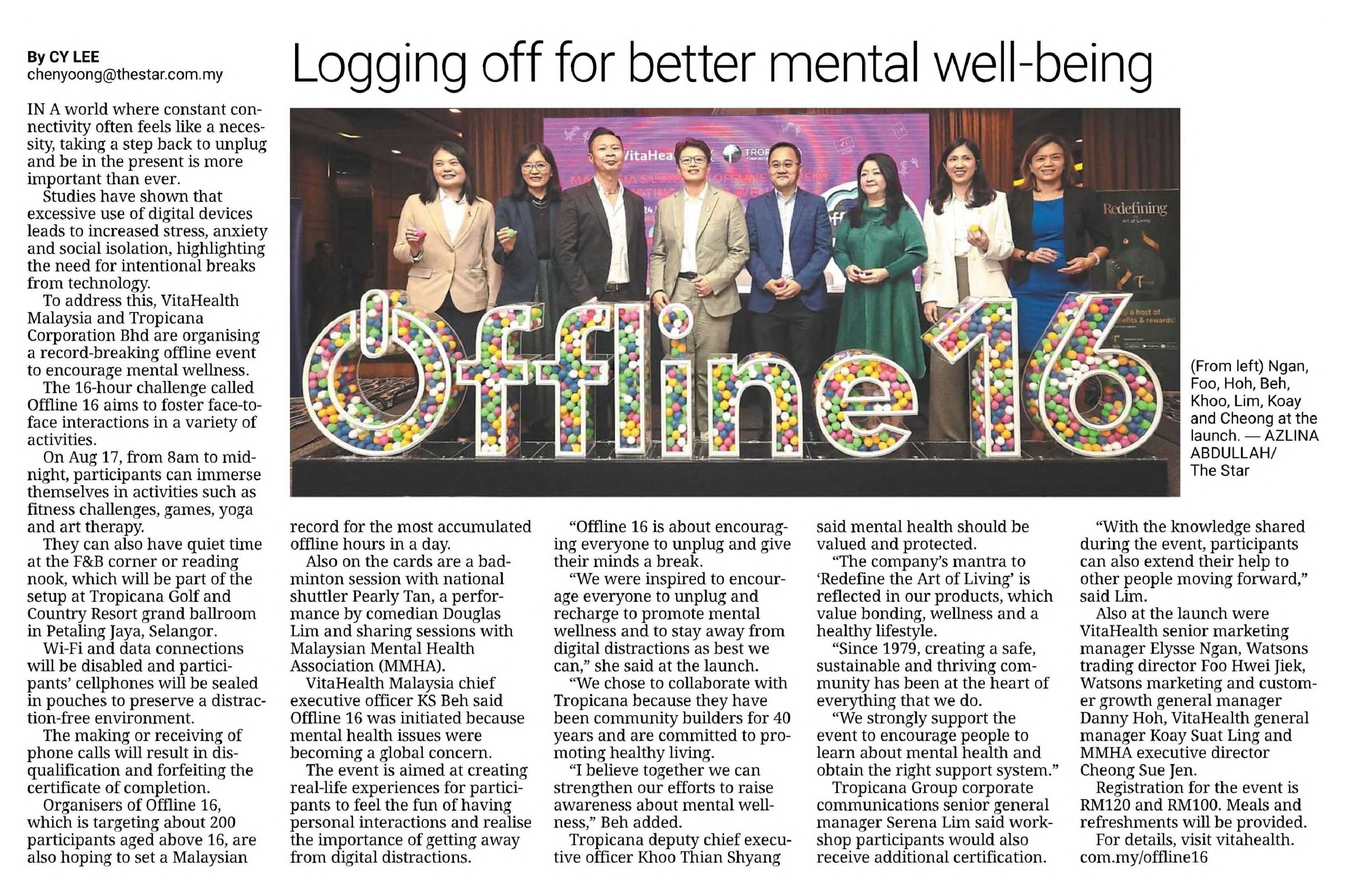 2024-07-20 The Star - Logging off for better mental well-being