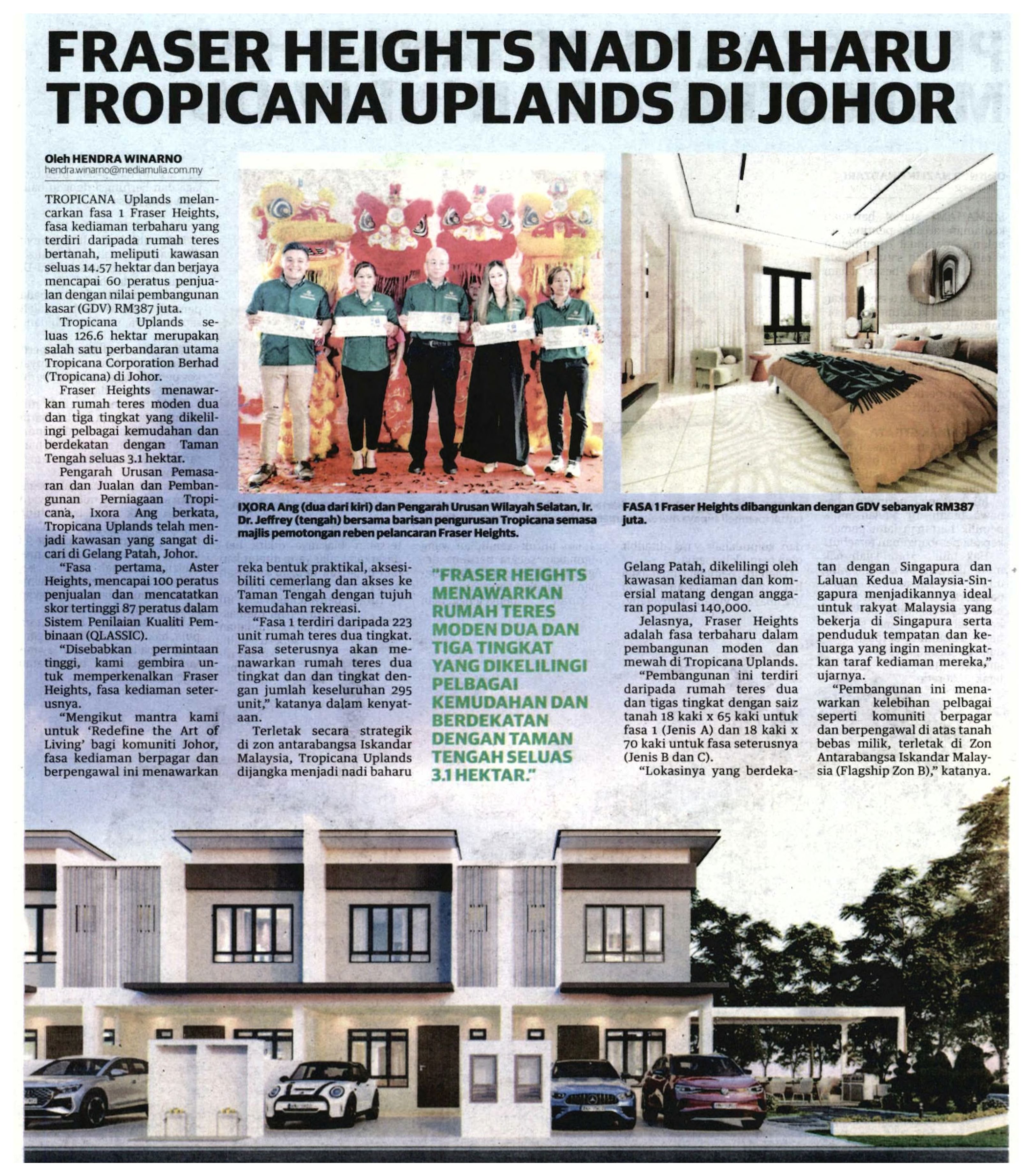 27-01-2025 Utusan Malaysia - Fraser Heights Nadi Baharu Tropicana Uplands di Johor