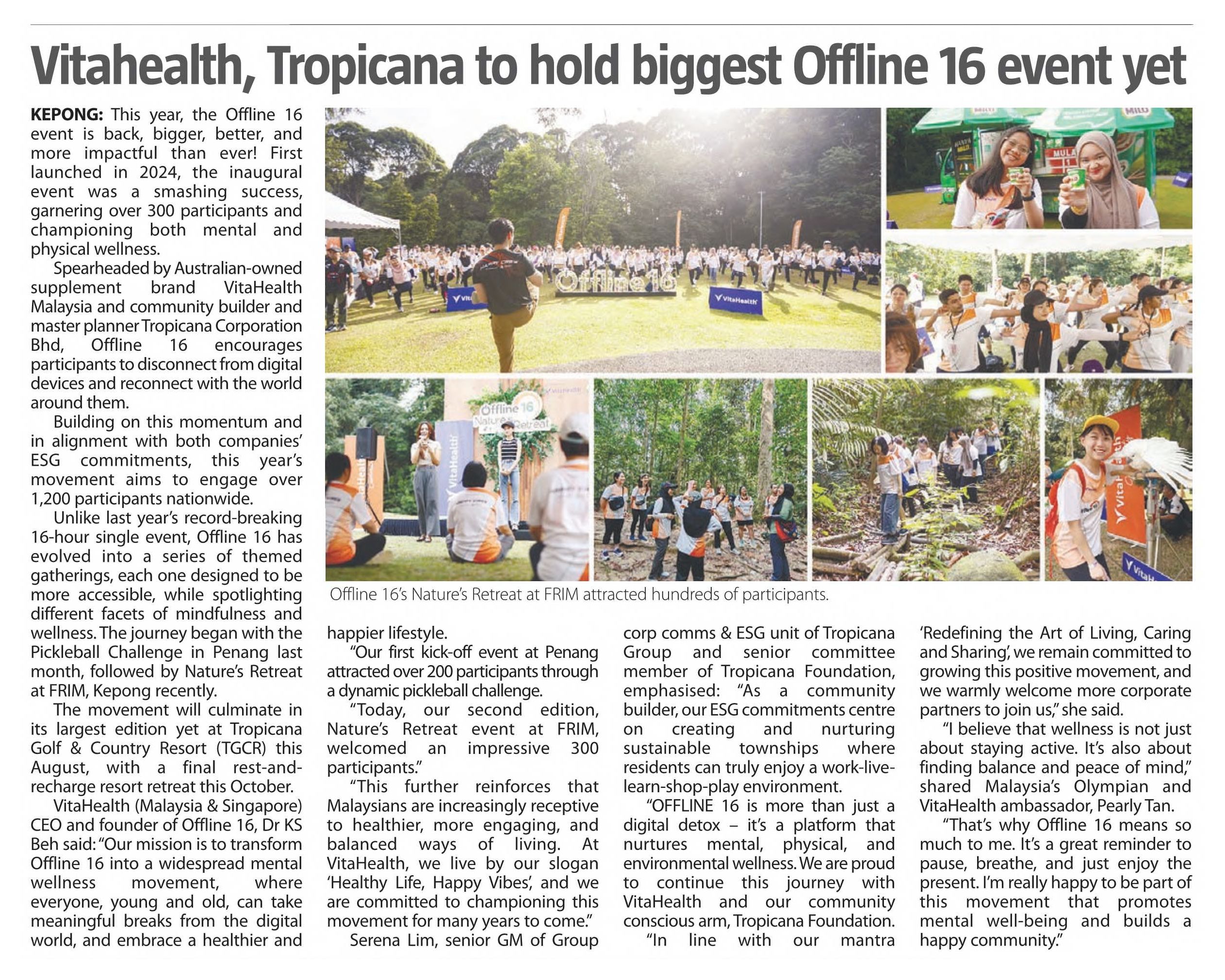2025-07-23 The Sun - Vitahealth, Tropicana to hold biggest Offline 16 event yet