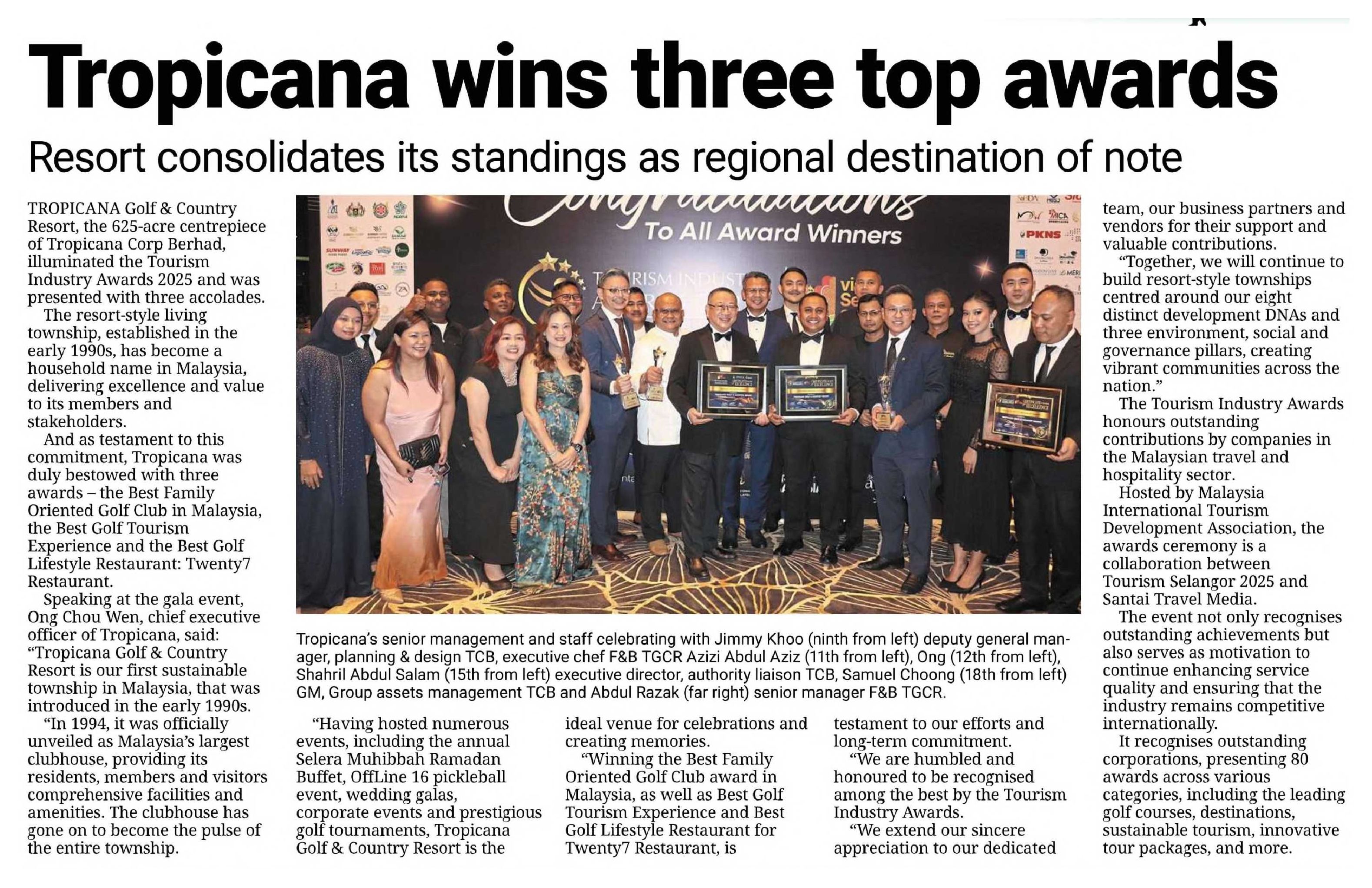 2025-08-17 The Star - Tropicana wins three top awards