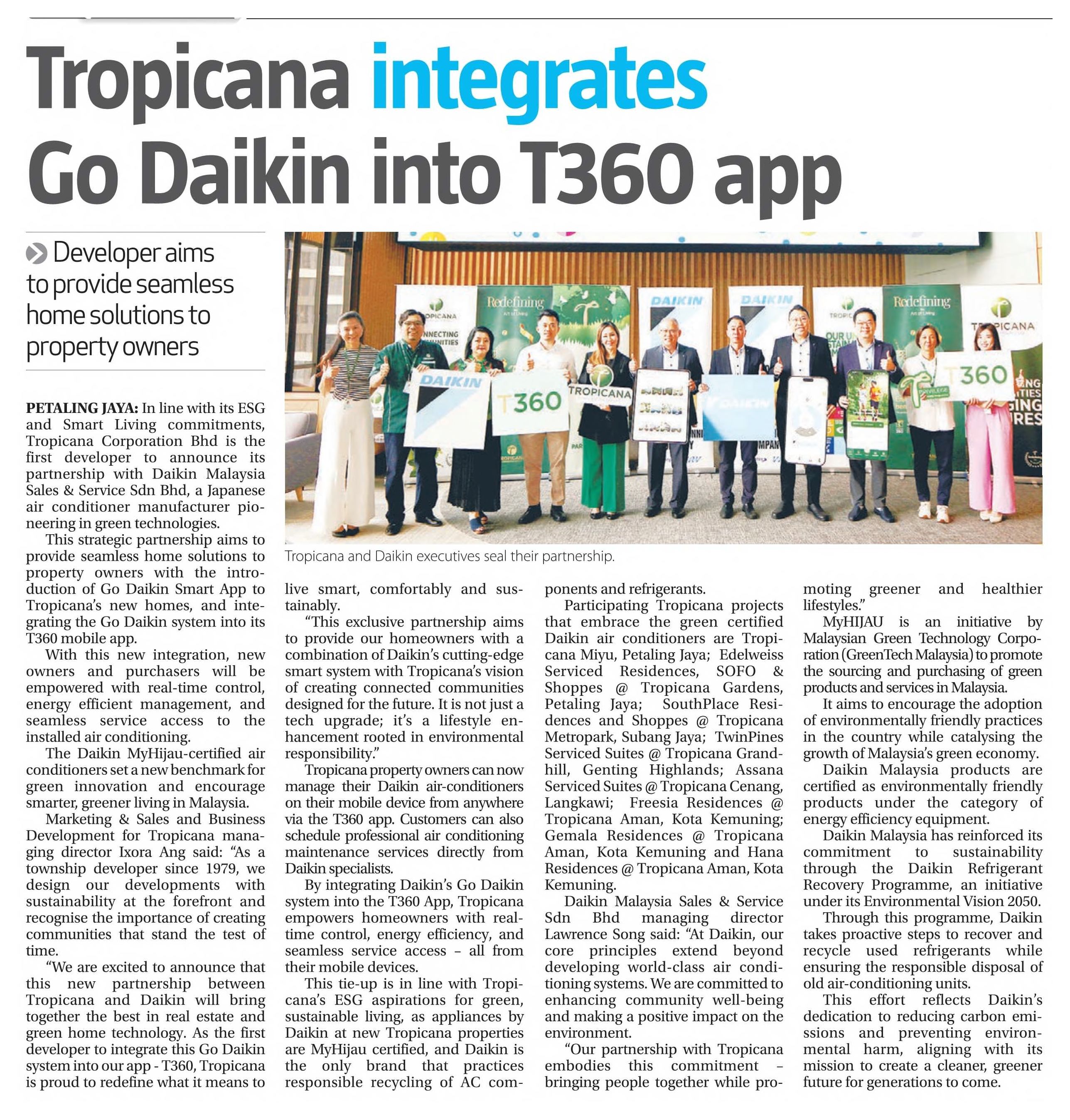 2025-12-31 The Sun - Tropicana integrates Go Daikin into T360 app