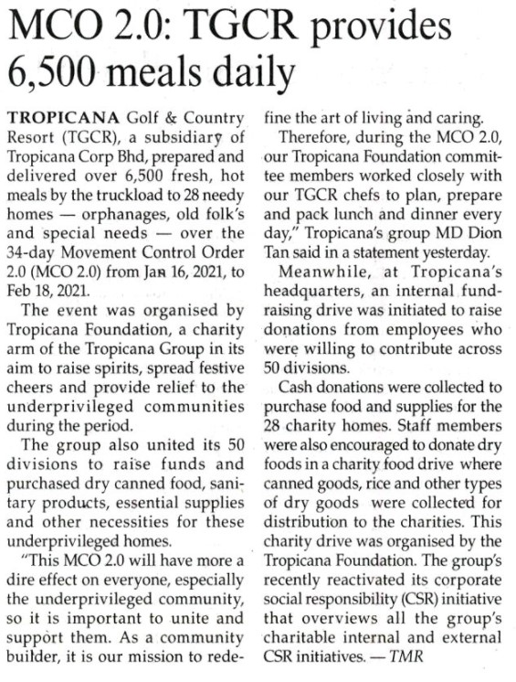 MCO2.0: TGCR Provides 6500 Meals Daily