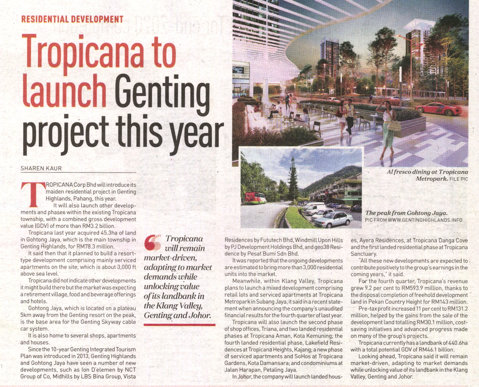 Tropicana to launch Genting project this year