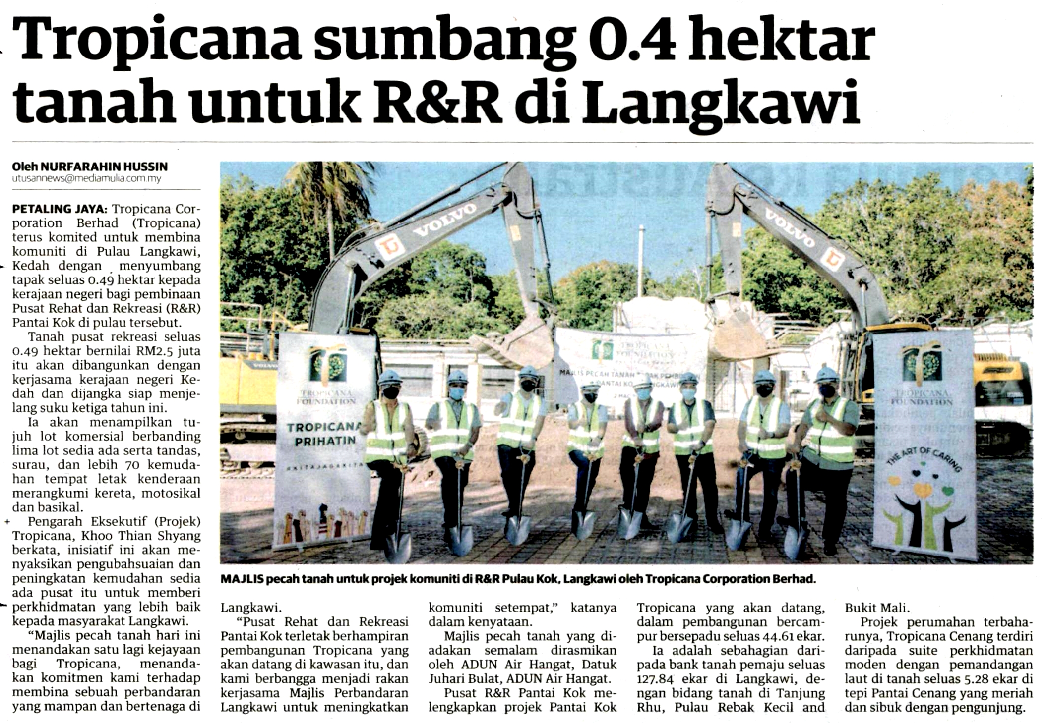 2022-03-04 Utusan Malaysia - Tropicana Sumbang 0.4 Hektar Tanah Untuk R&R Di Langkawi