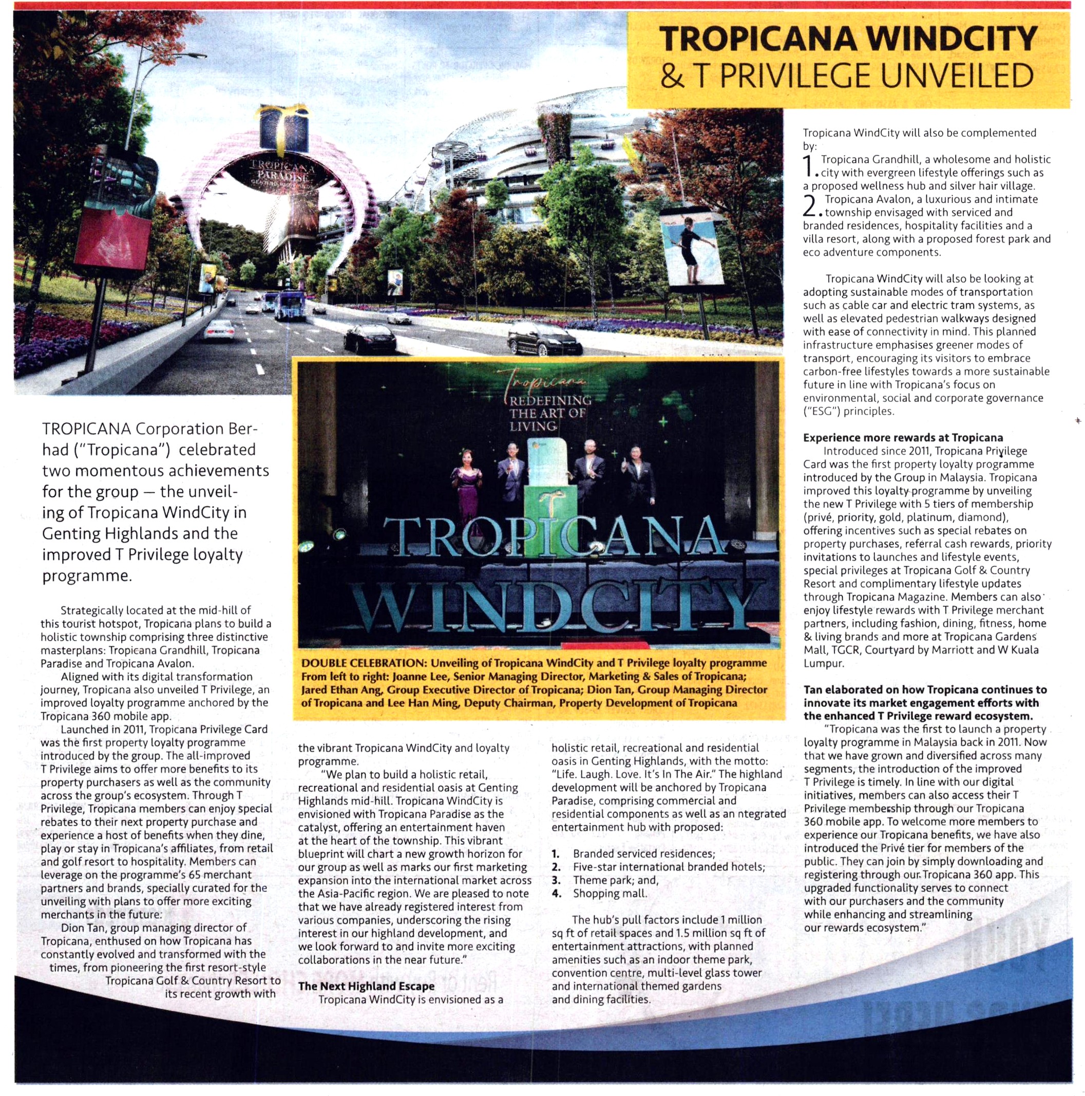 2022-06-26 New Straits Times - Tropicana WindCity & T Privilege Unveiled