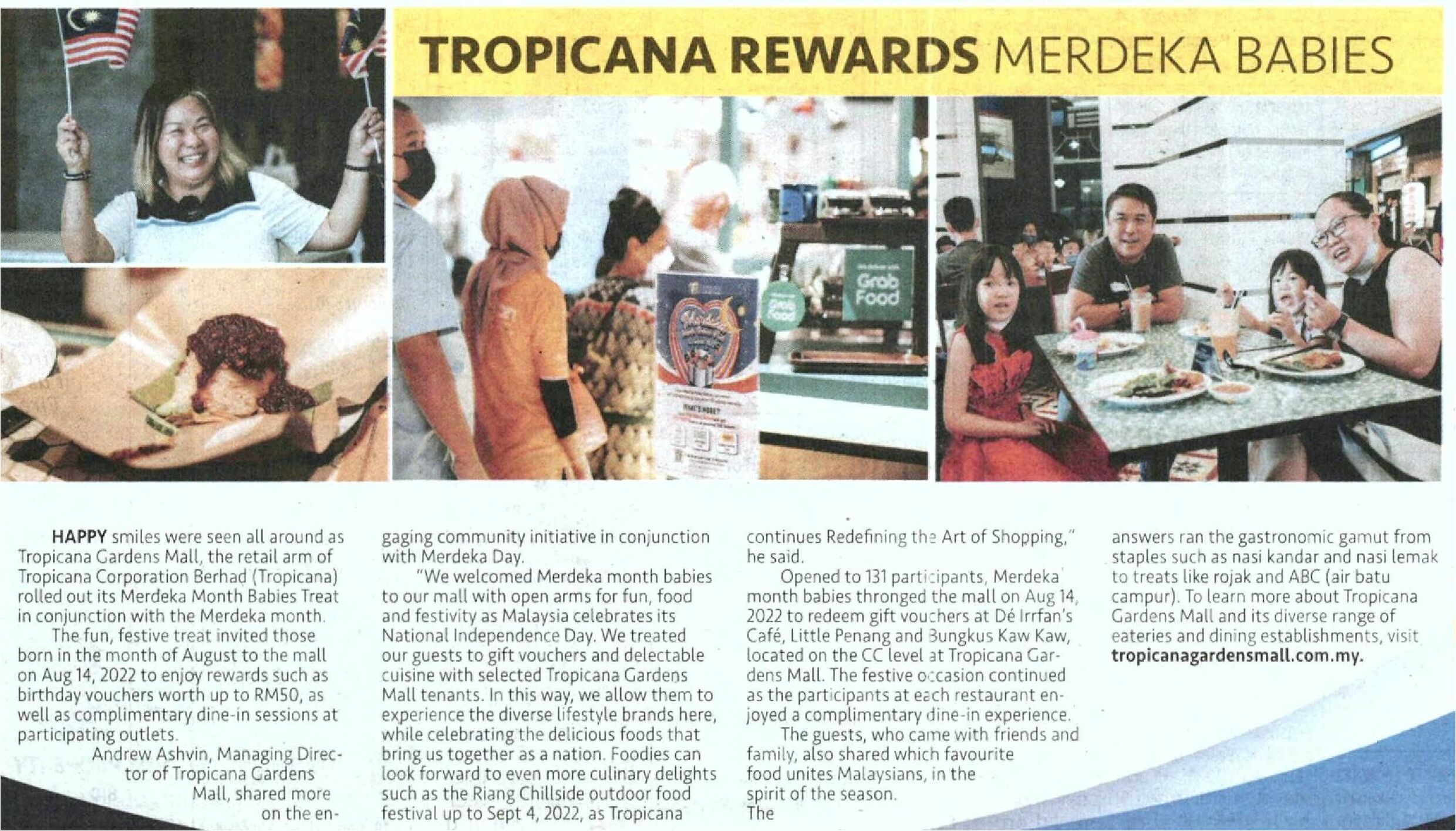 2022-09-08 New Straits Times - Tropicana Rewards Merdeka Babies