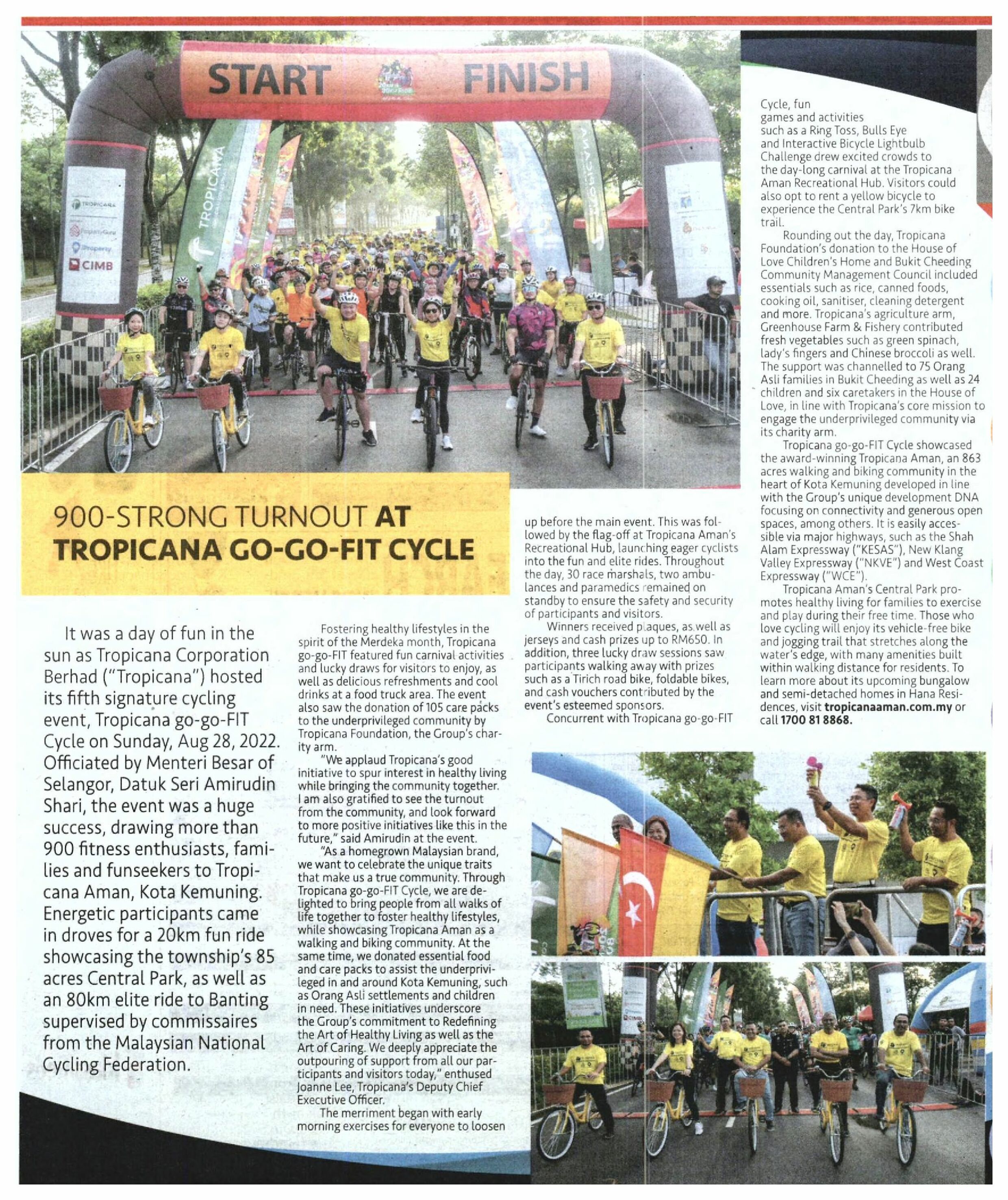 2022-09-14 New Straits Times - 900 Strong Turnout At Tropicana Go-Go-Fit Cycle