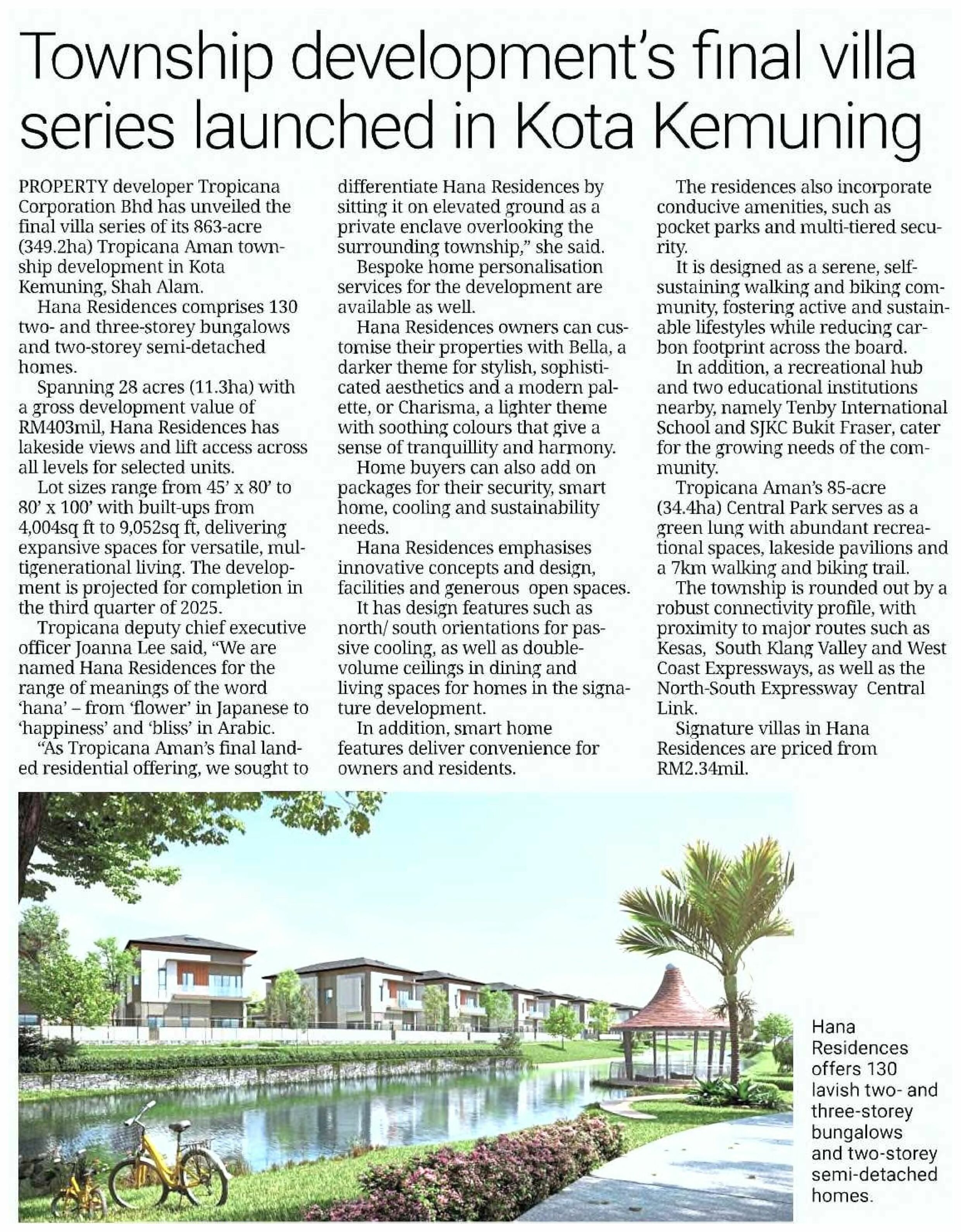 2022-11-22 The Star - Township Development's Final Villa Series Launched in Kota Kemuning