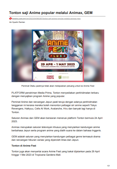 2023-04-25 MyMetro Online - Tonton saji Anime Popular Melalui Animax, GEM