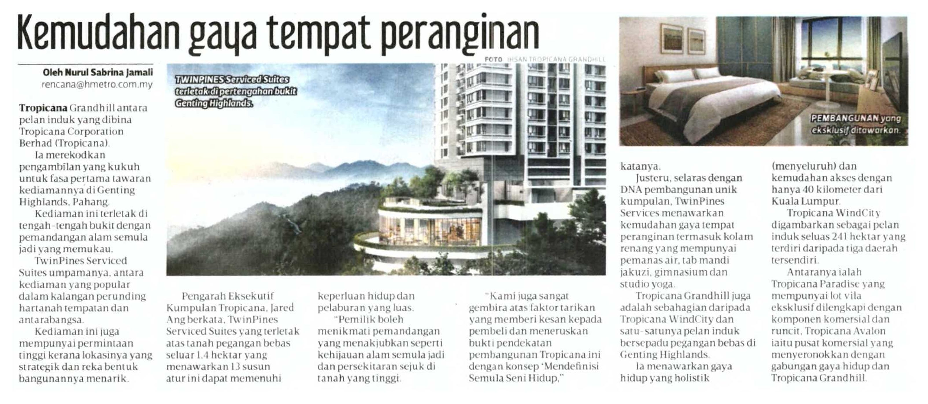 2023-05-26 Harian Metro - Kemudahan gaya tempat peranginan