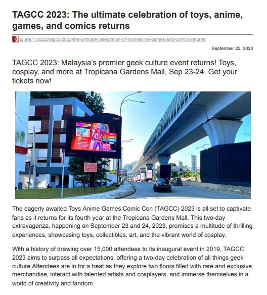 2023-09-22 Citizens Journal - TAGCC 2023: The ultimate celebration of toys, anime, games, and comics returns