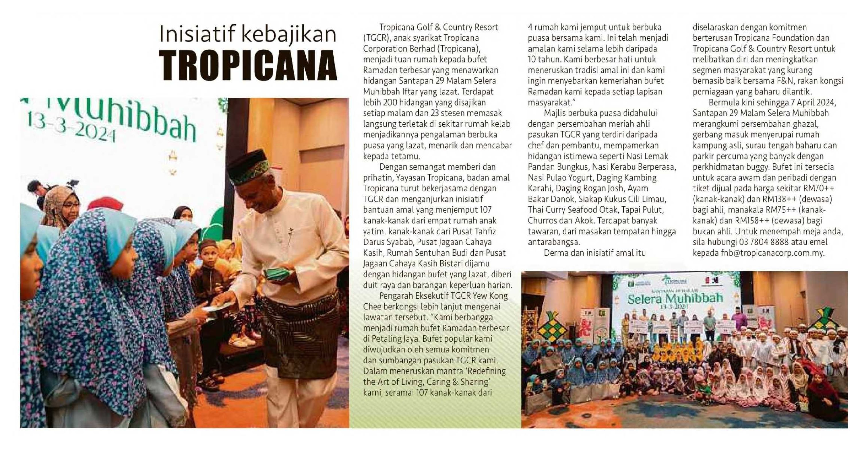 2024-04-01 Berita Harian - Inisiatif kebajikan TROPICANA