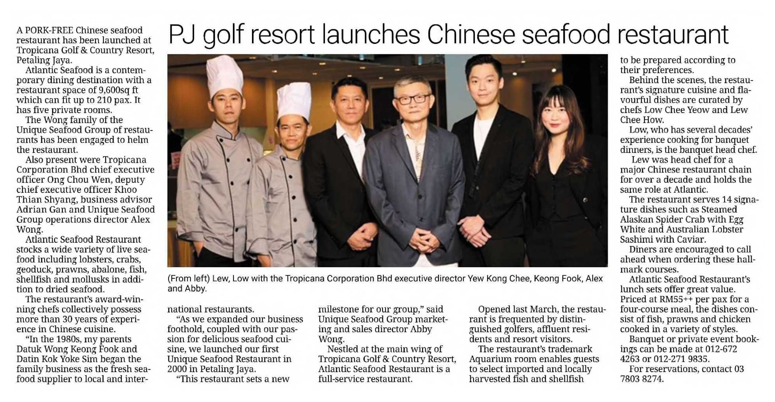 2024-06-03 The Star - PJ golf resort launches Chinese seafood restaurant