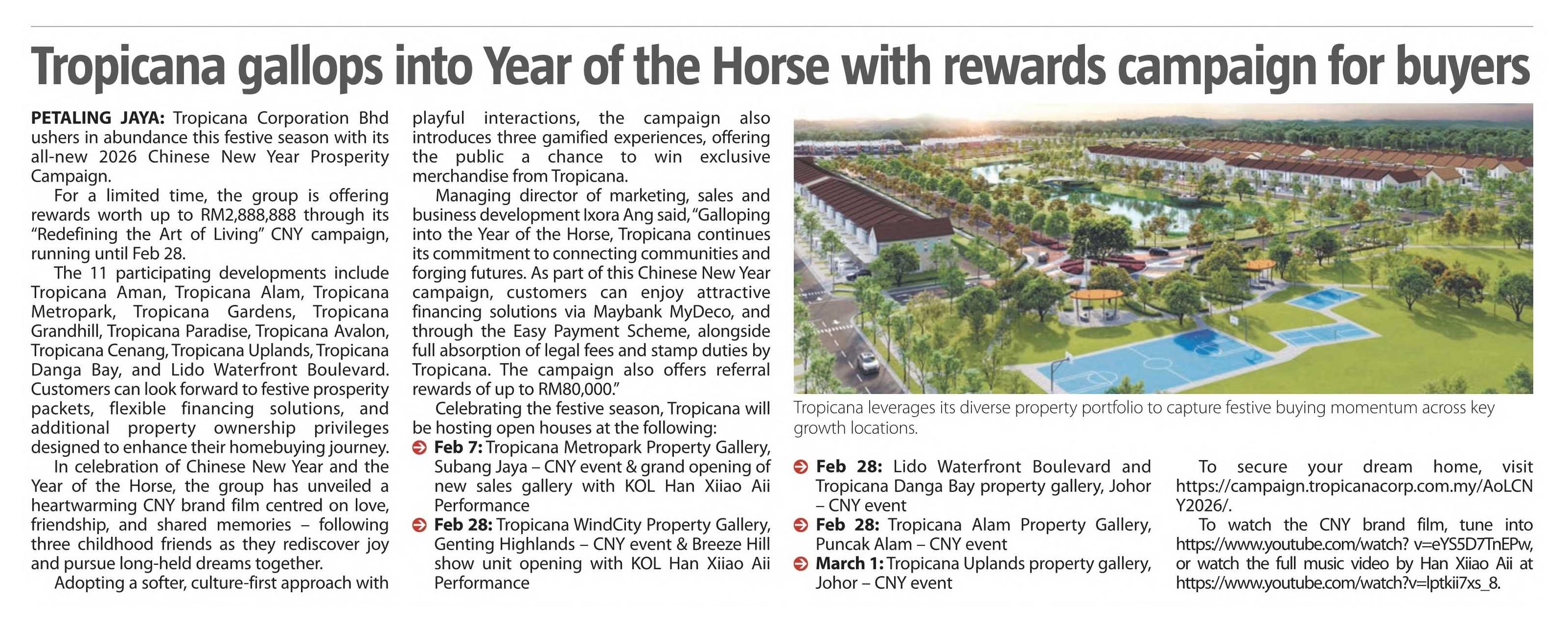 2026-01-12 The Sun - Tropicana gallops into Year of the Horse with rewards campaign for buyers