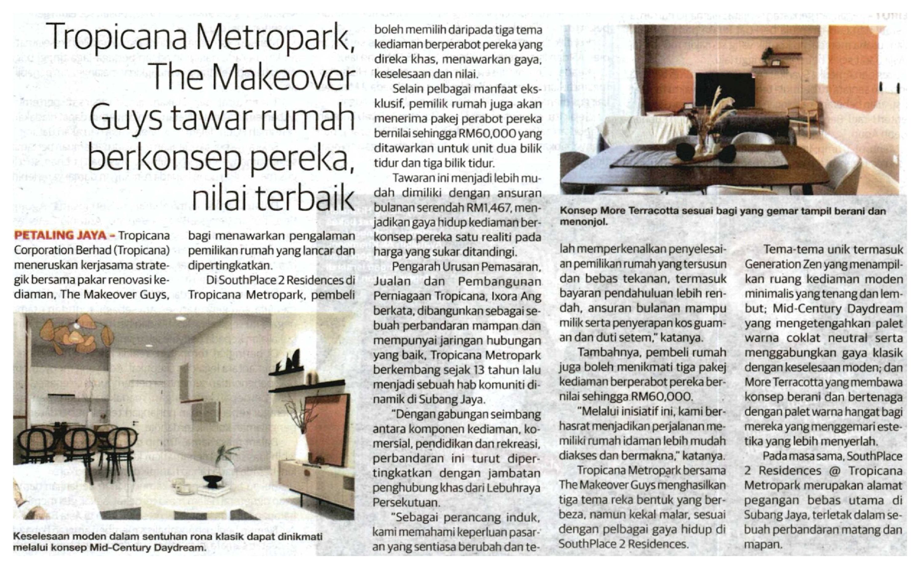 2026-04-18 Sinar Harian - Tropicana Metropark, The Makeover Guys tawar rumah berkonsep pereka, nilai terbaik